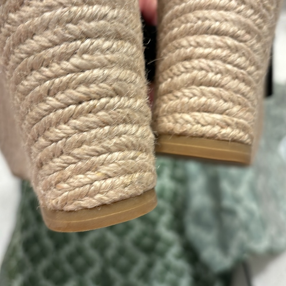 Like New! Kate Spade Black Suede Tegan Espadrille Wedge Sandal Size 11 - Picture 5 of 9